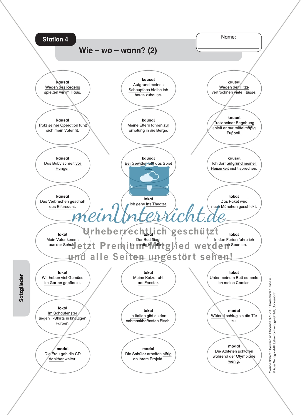 Wie, wo, wann? Adverbiale Bestimmungen: Arbeitsmaterial Preview 3