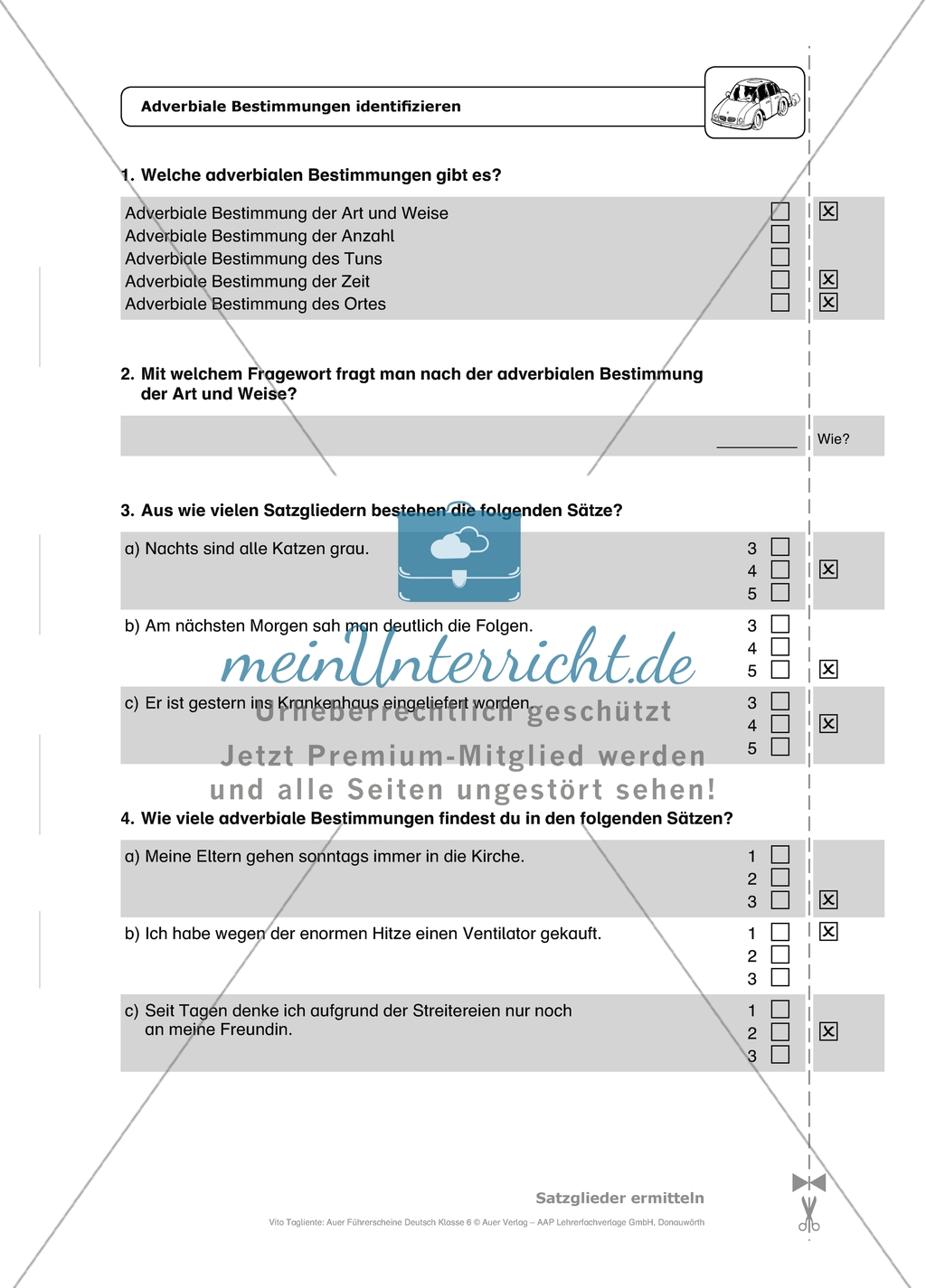 Adverbiale Bestimmungen identifizieren: Arbeitsmaterial mit Lösungen Preview 1