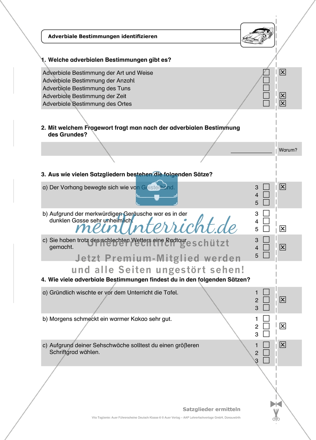 Adverbiale Bestimmungen identifizieren: Arbeitsmaterial mit Lösungen Preview 3