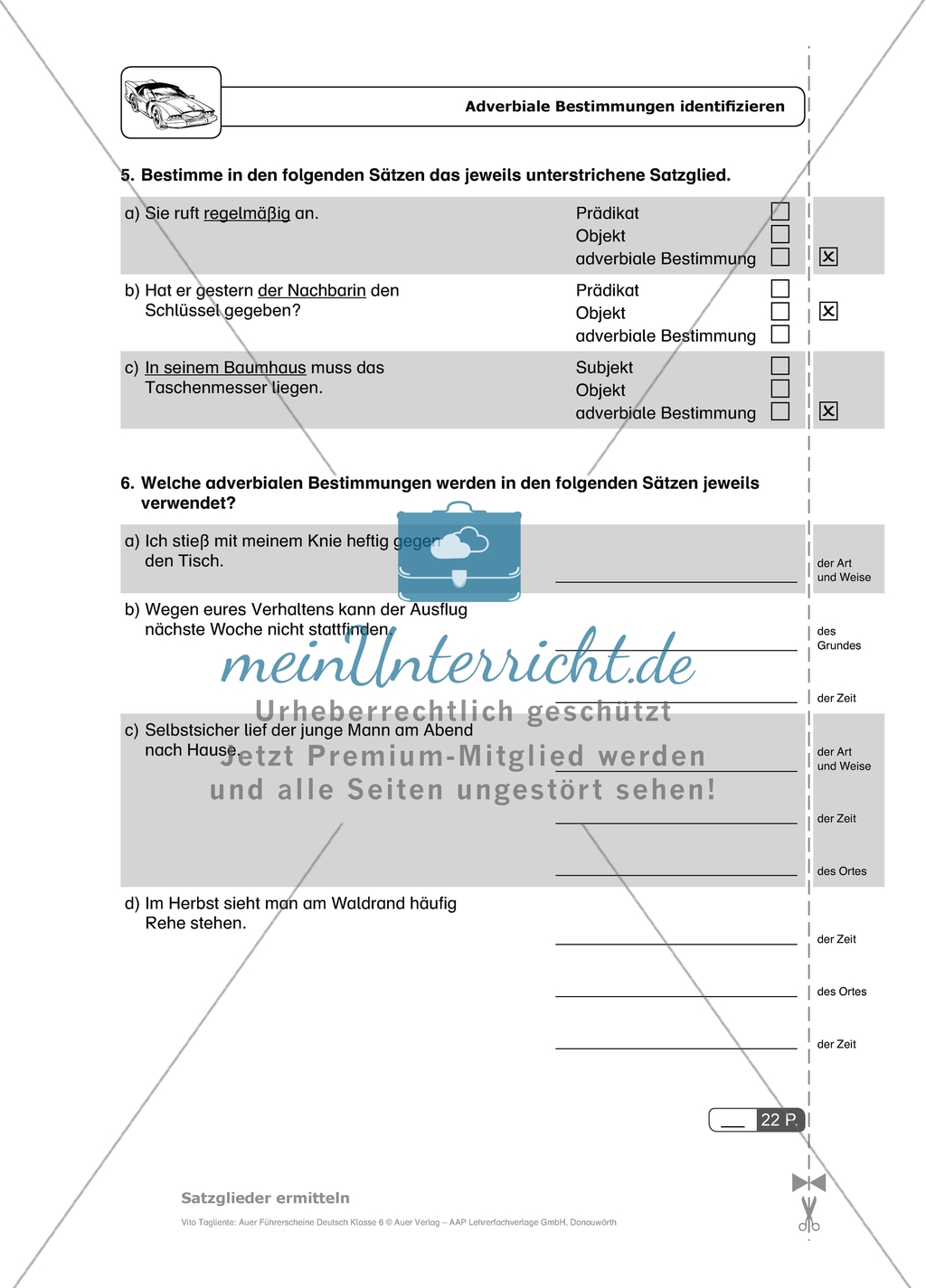 Adverbiale Bestimmungen identifizieren: Arbeitsmaterial mit Lösungen Preview 4