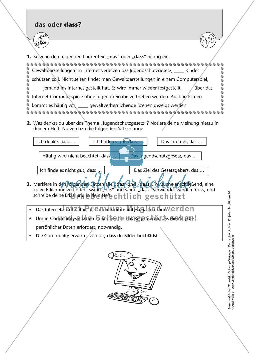 Das oder dass? Arbeitsmaterial mit Lösungen Preview 2