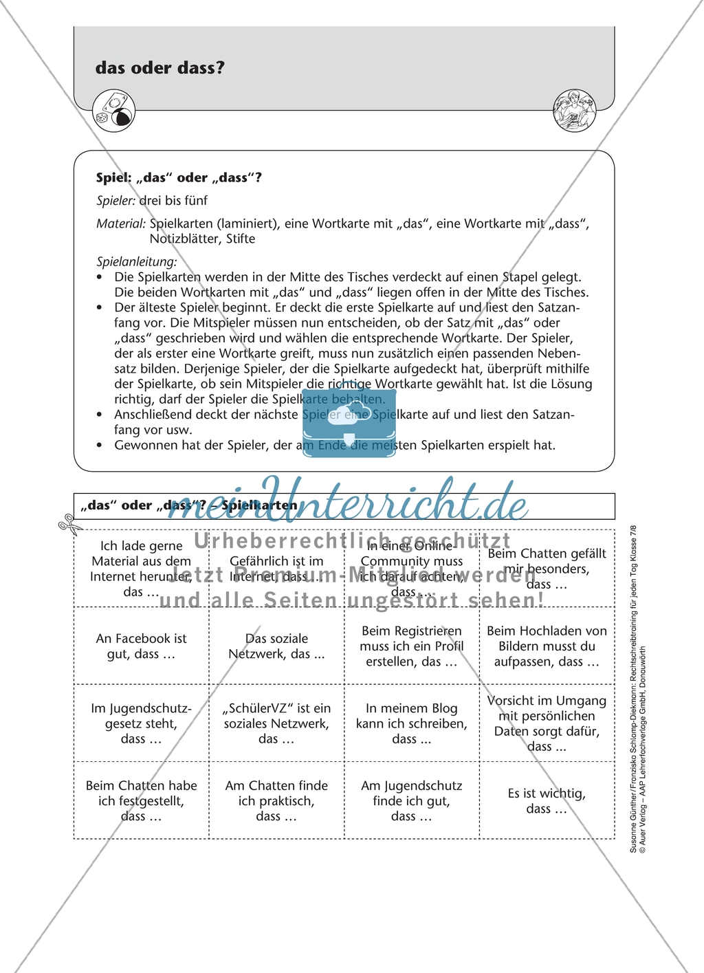 Das oder dass? Arbeitsmaterial mit Lösungen Preview 4
