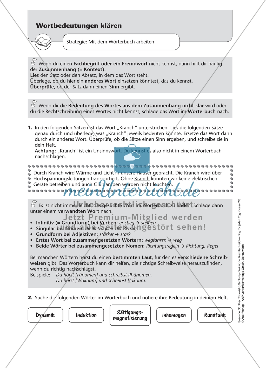 Wortbedeutungen klären: Arbeitsmaterial mit Lösungen Preview 1