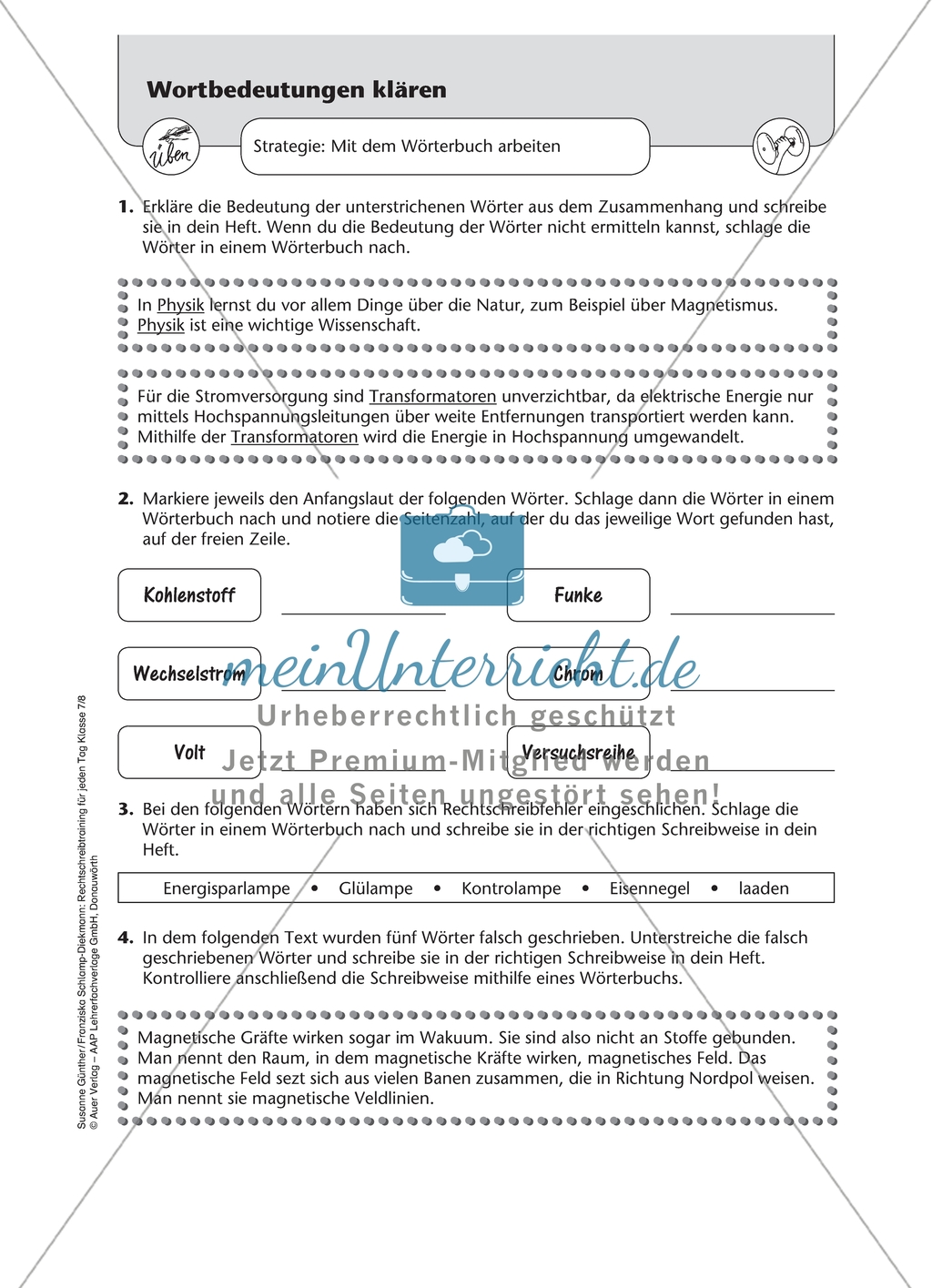 Wortbedeutungen klären: Arbeitsmaterial mit Lösungen Preview 2