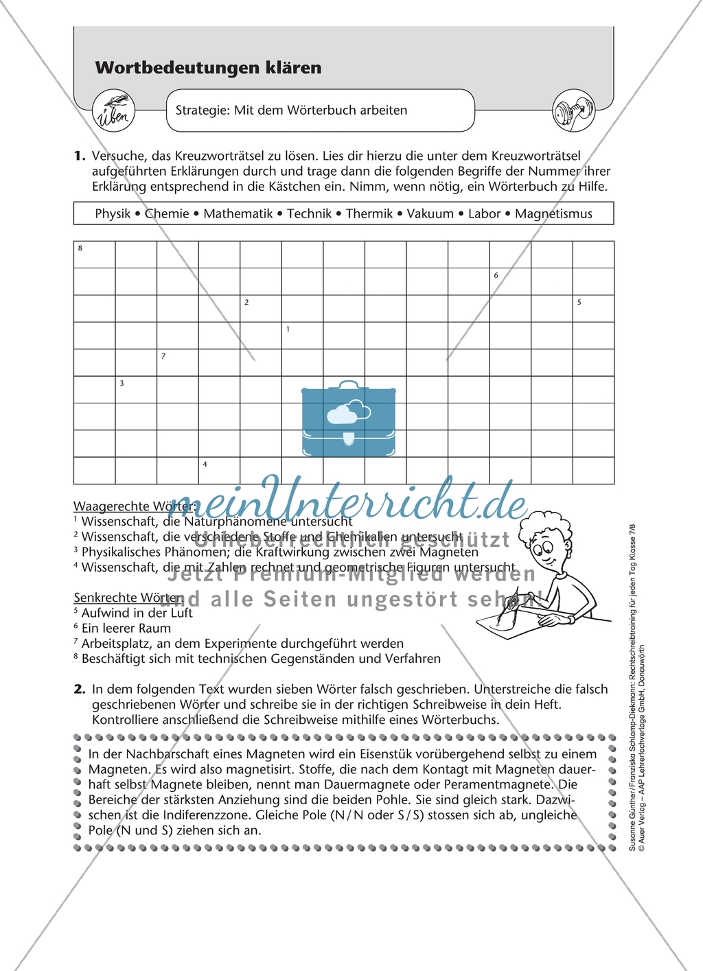 Wortbedeutungen klären: Arbeitsmaterial mit Lösungen Preview 3