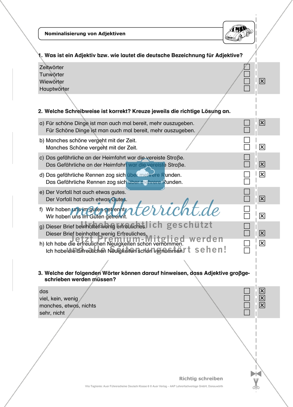 Nominalisierung von Adjektiven: Arbeitsmaterial mit Lösungen Preview 1