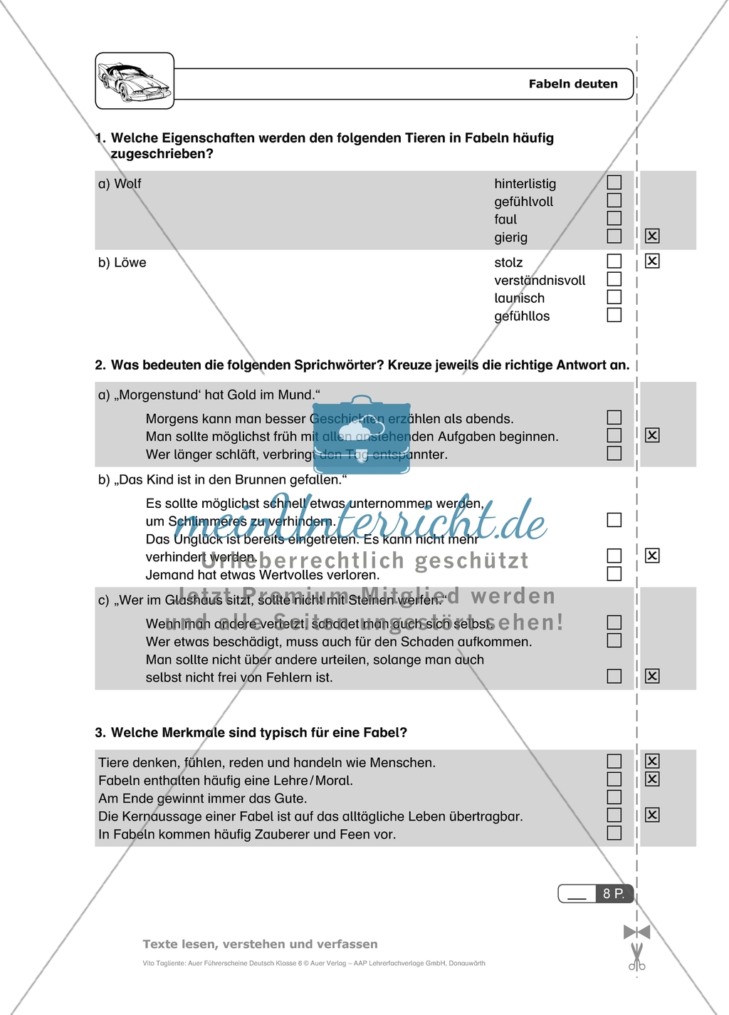 Fabeln deuten: Arbeitsmaterial mit Lösungen Preview 2
