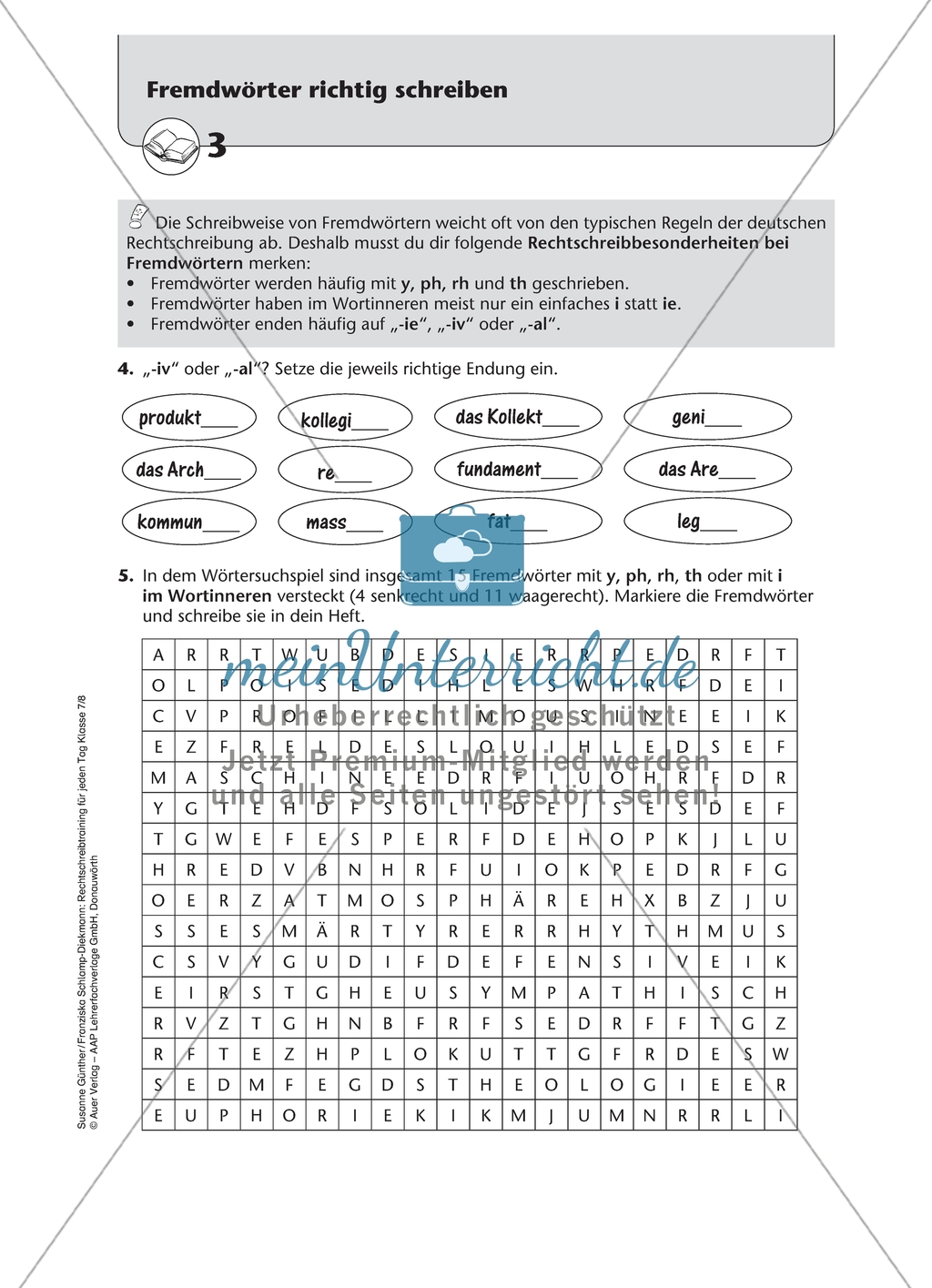Fremdwörter richtig schreiben: Arbeitsmaterial mit Lösungen Preview 3