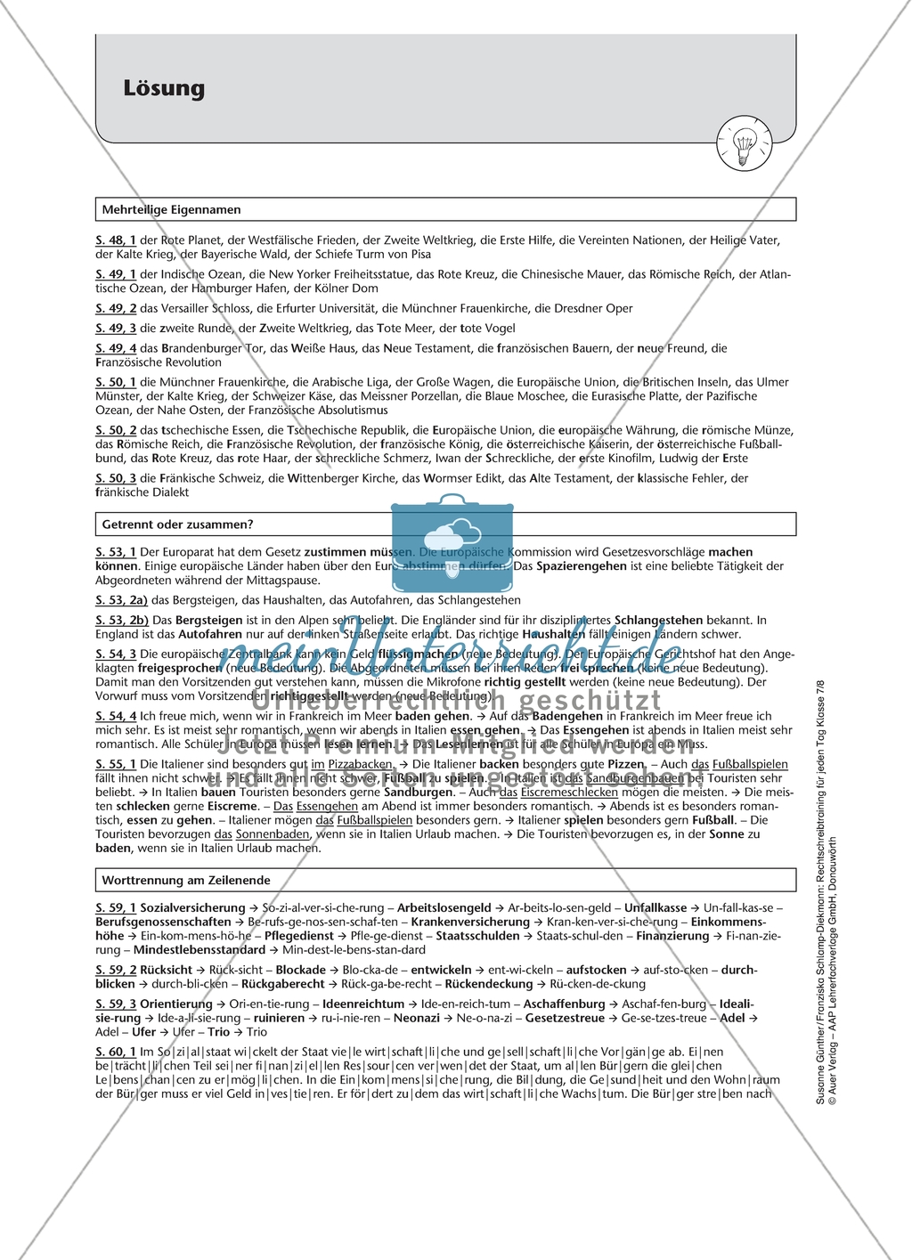 Worttrennung am Zeilenende: Arbeitsmaterial mit Lösungen Preview 3