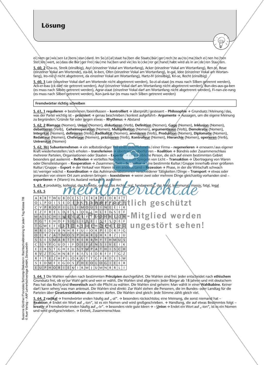 Worttrennung am Zeilenende: Arbeitsmaterial mit Lösungen Preview 4