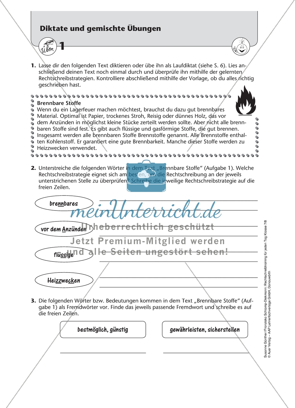 Diktate und gemischte Übungen zu Rechtschreibstrategien: Arbeitsmaterial mit Lösungen Preview 1