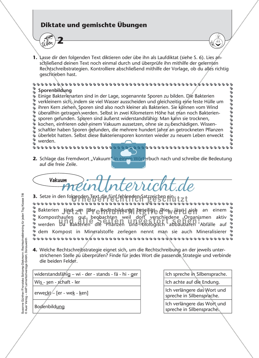 Diktate und gemischte Übungen zu Rechtschreibstrategien: Arbeitsmaterial mit Lösungen Preview 2