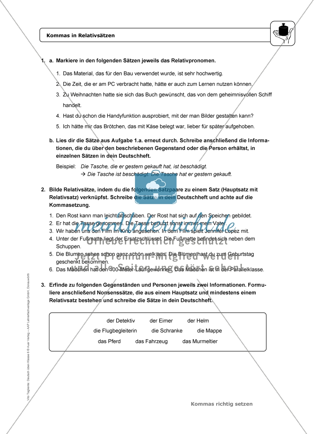Kommas in Relativsätzen: Einführung mit Übungen und Lösungen Preview 2
