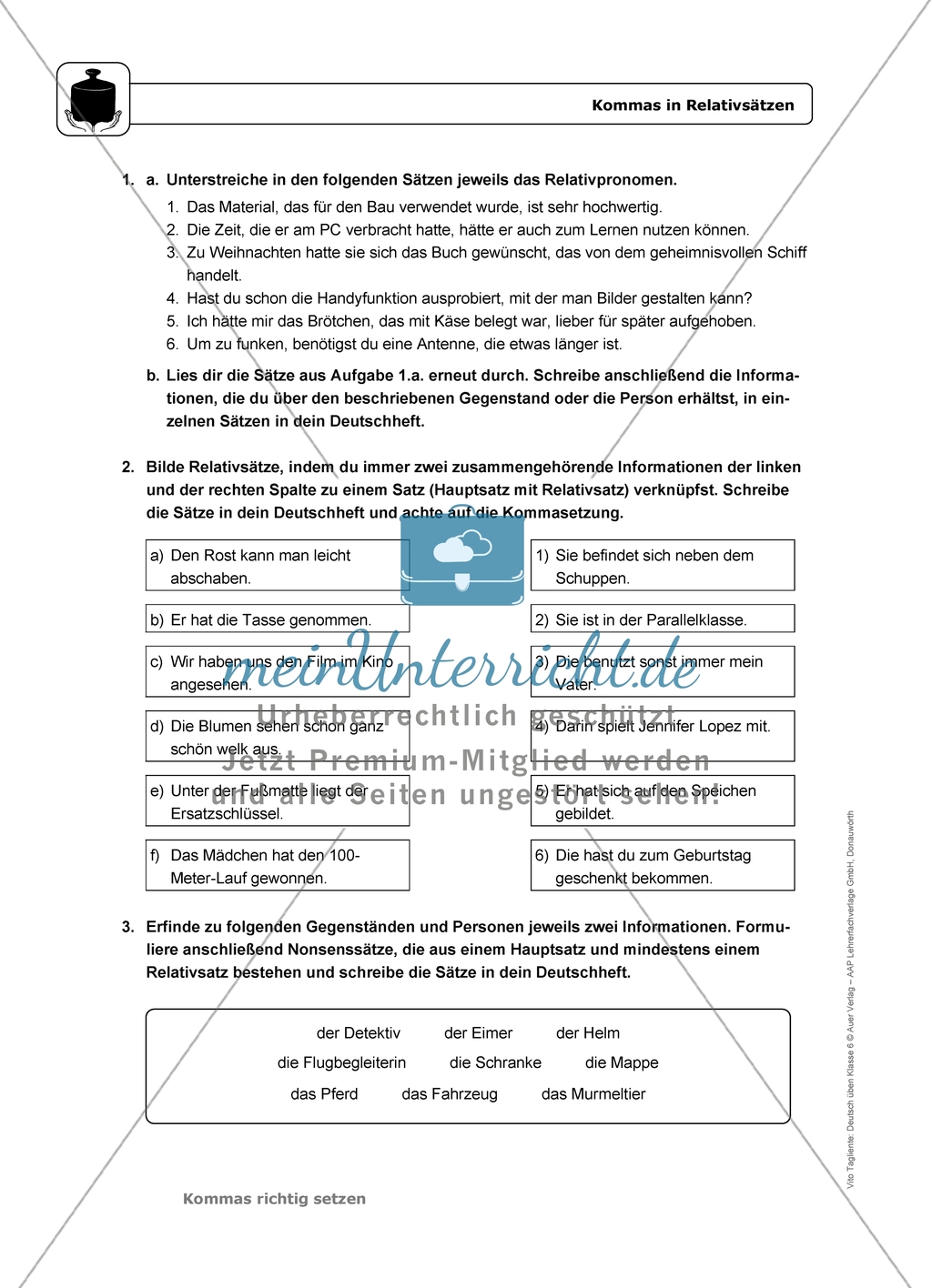 Kommas in Relativsätzen: Einführung mit Übungen und Lösungen Preview 3