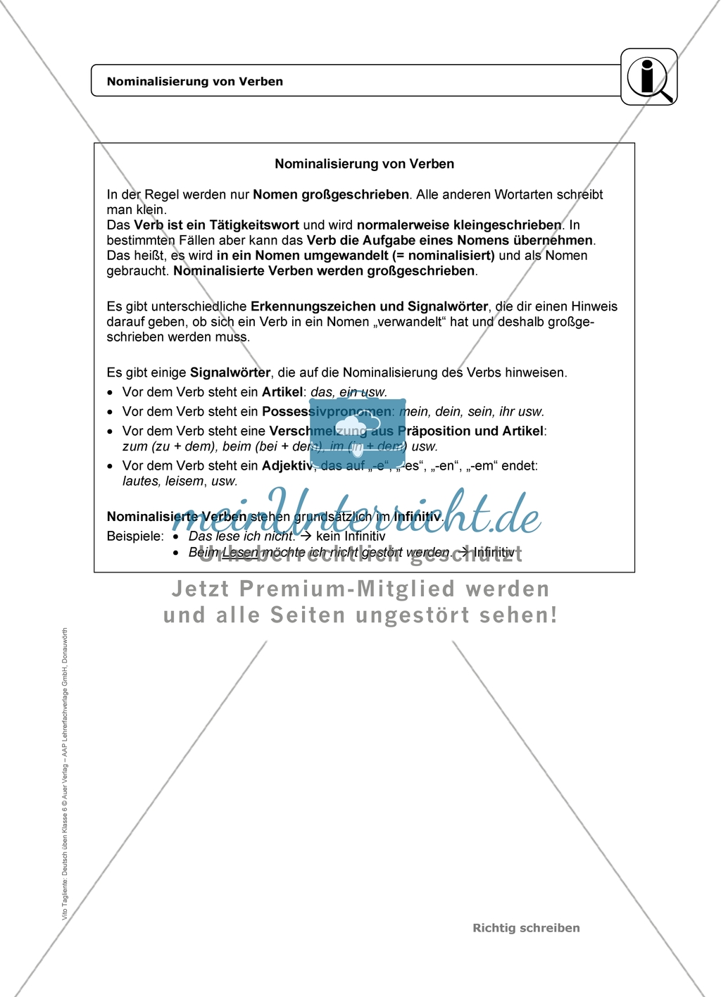 Nominalisierung von Verben: Einführung mit Übungen und Lösungen Preview 1