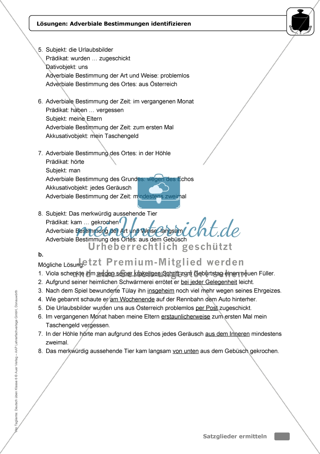 Adverbiale Bestimmungen identifizieren: Einführung mit Übungen und Lösungen Preview 10