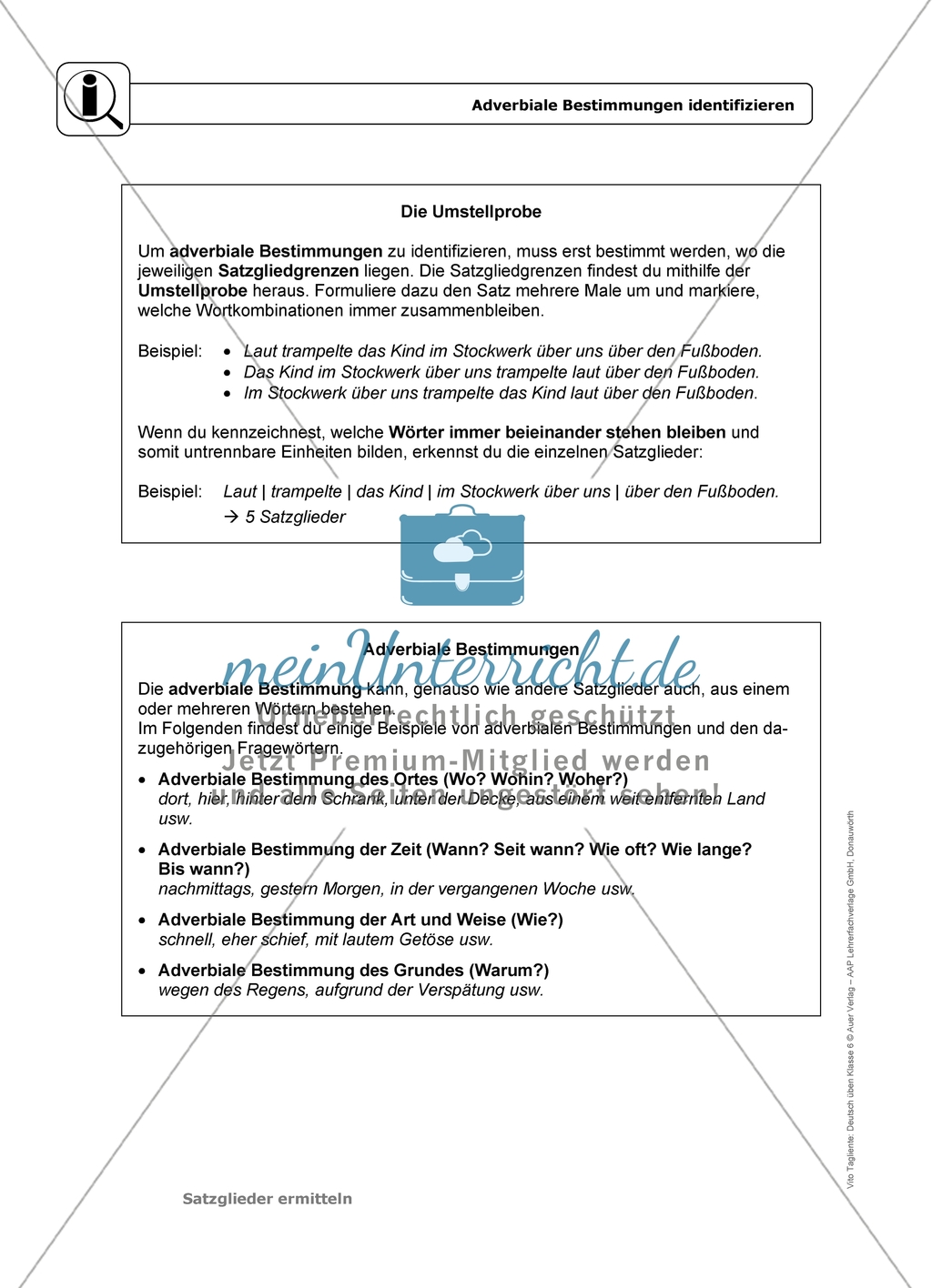 Adverbiale Bestimmungen identifizieren: Einführung mit Übungen und Lösungen Preview 1