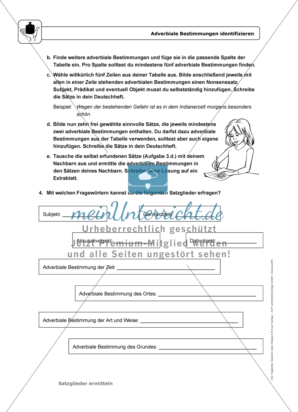 Adverbiale Bestimmungen identifizieren: Einführung mit Übungen und Lösungen Preview 3