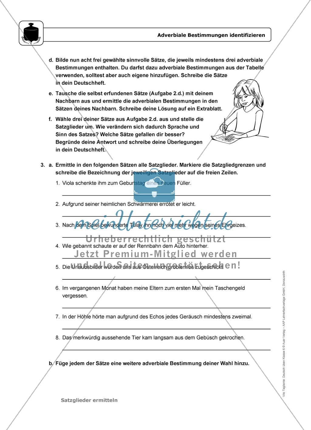 Adverbiale Bestimmungen identifizieren: Einführung mit Übungen und Lösungen Preview 5