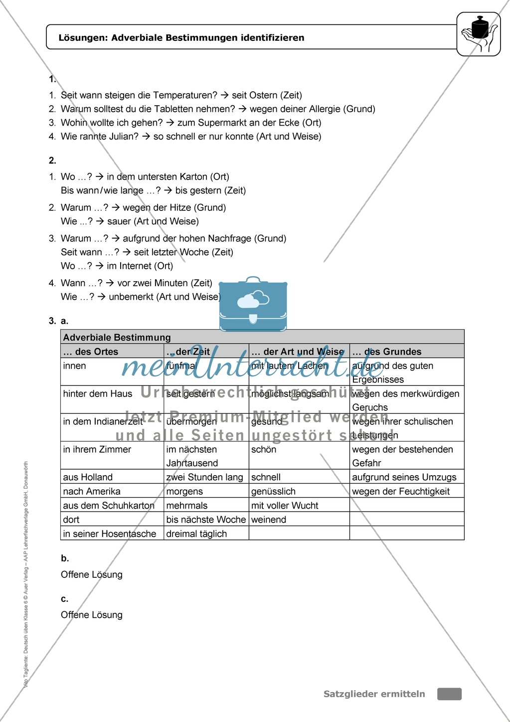 Adverbiale Bestimmungen identifizieren: Einführung mit Übungen und Lösungen Preview 6
