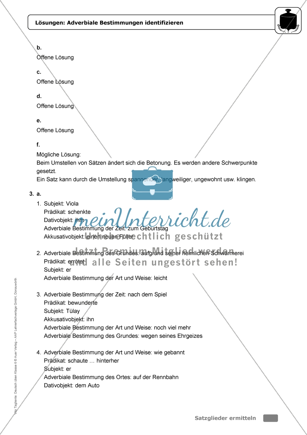 Adverbiale Bestimmungen identifizieren: Einführung mit Übungen und Lösungen Preview 9