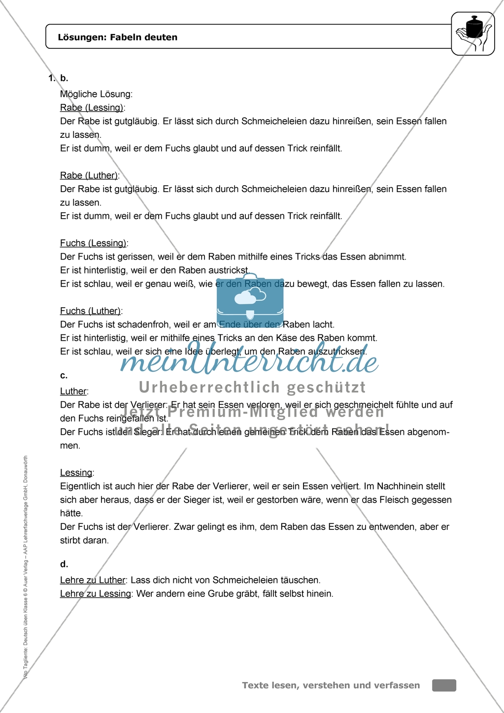 Fabeln deuten: Einführung mit Übungen und Lösungen Preview 5