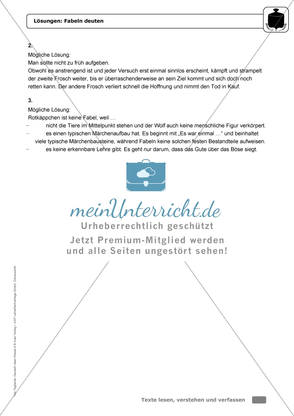 Fabeln deuten: Einführung mit Übungen und Lösungen Preview 8