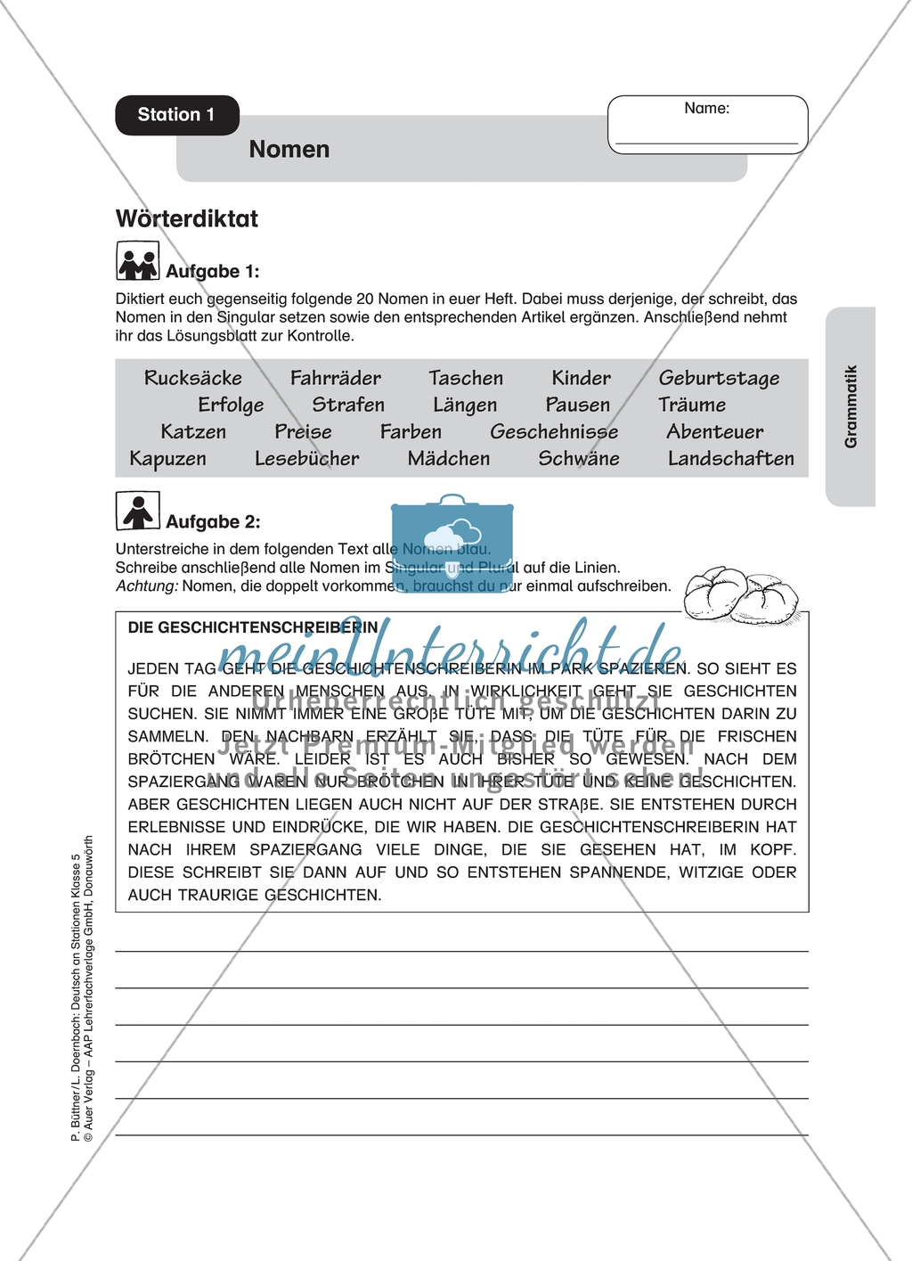Wortarten: Nomen, Konkretum und Abstraktum. Arbeitsmaterial mit Lösungen Preview 1