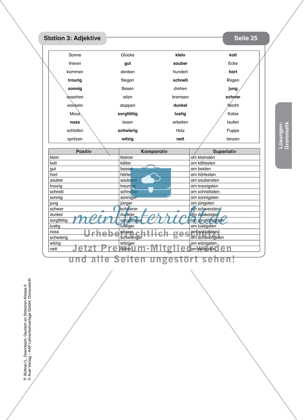 Wortarten: Adjektive. Arbeitsmaterial mit Lösungen Preview 2