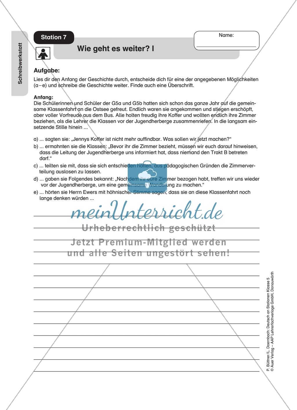 Schreibwerkstatt: Wie geht es weiter? Arbeitsmaterial Preview 1