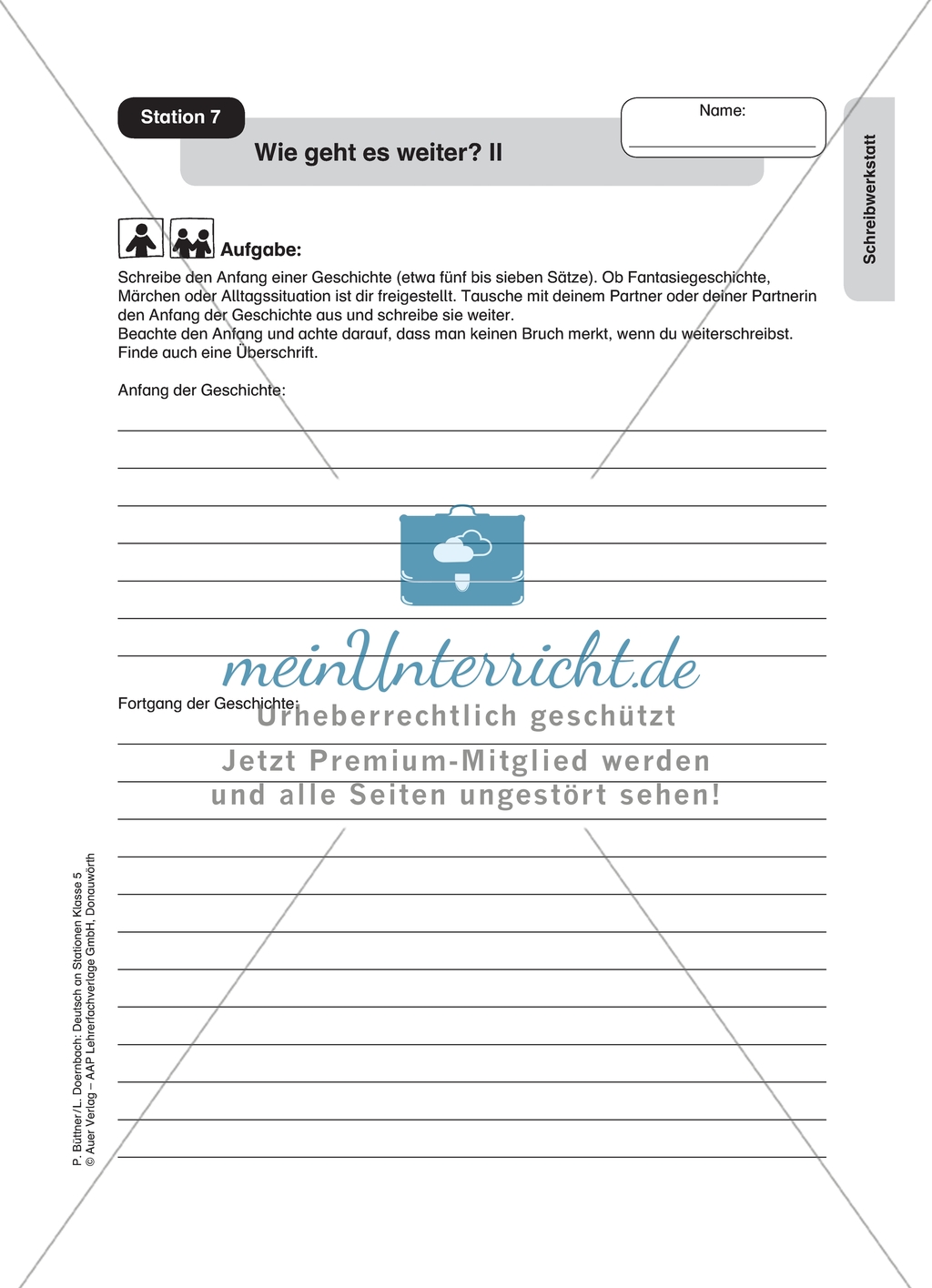 Schreibwerkstatt: Wie geht es weiter? Arbeitsmaterial Preview 2