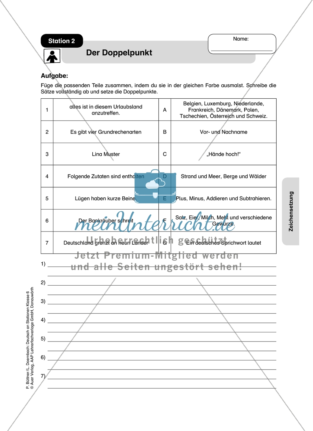 Zeichensetzung: Doppelpunkt und Anführungszeichen. Arbeitsmaterial mit Lösungen Preview 1