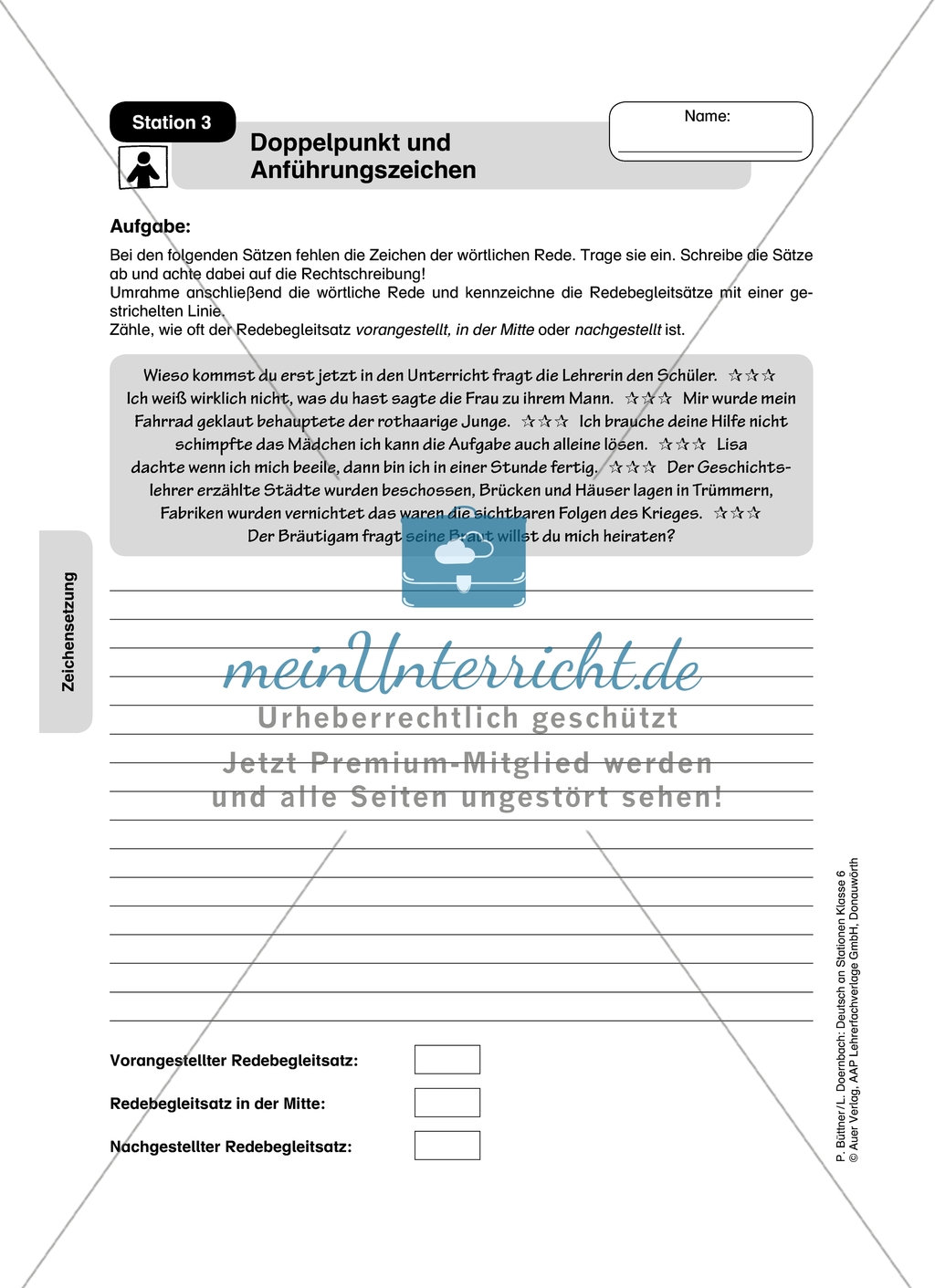 Zeichensetzung: Doppelpunkt und Anführungszeichen. Arbeitsmaterial mit Lösungen Preview 2