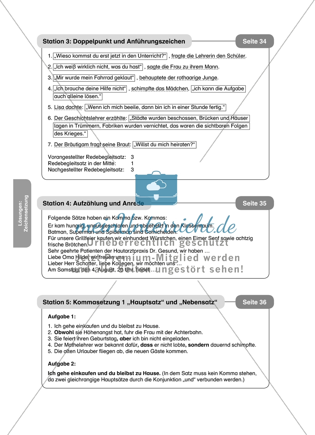 Zeichensetzung: Doppelpunkt und Anführungszeichen. Arbeitsmaterial mit Lösungen Preview 4