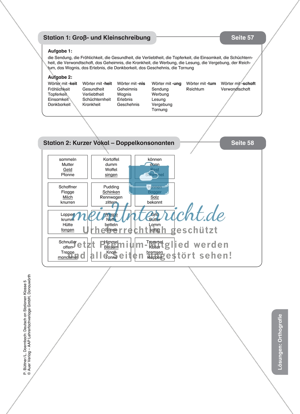 Orthografie: Kurzer Vokal - Doppelkonsonanten, Langer Vokal - Doppelvokale. Arbeitsmaterial mit Lösungen Preview 3