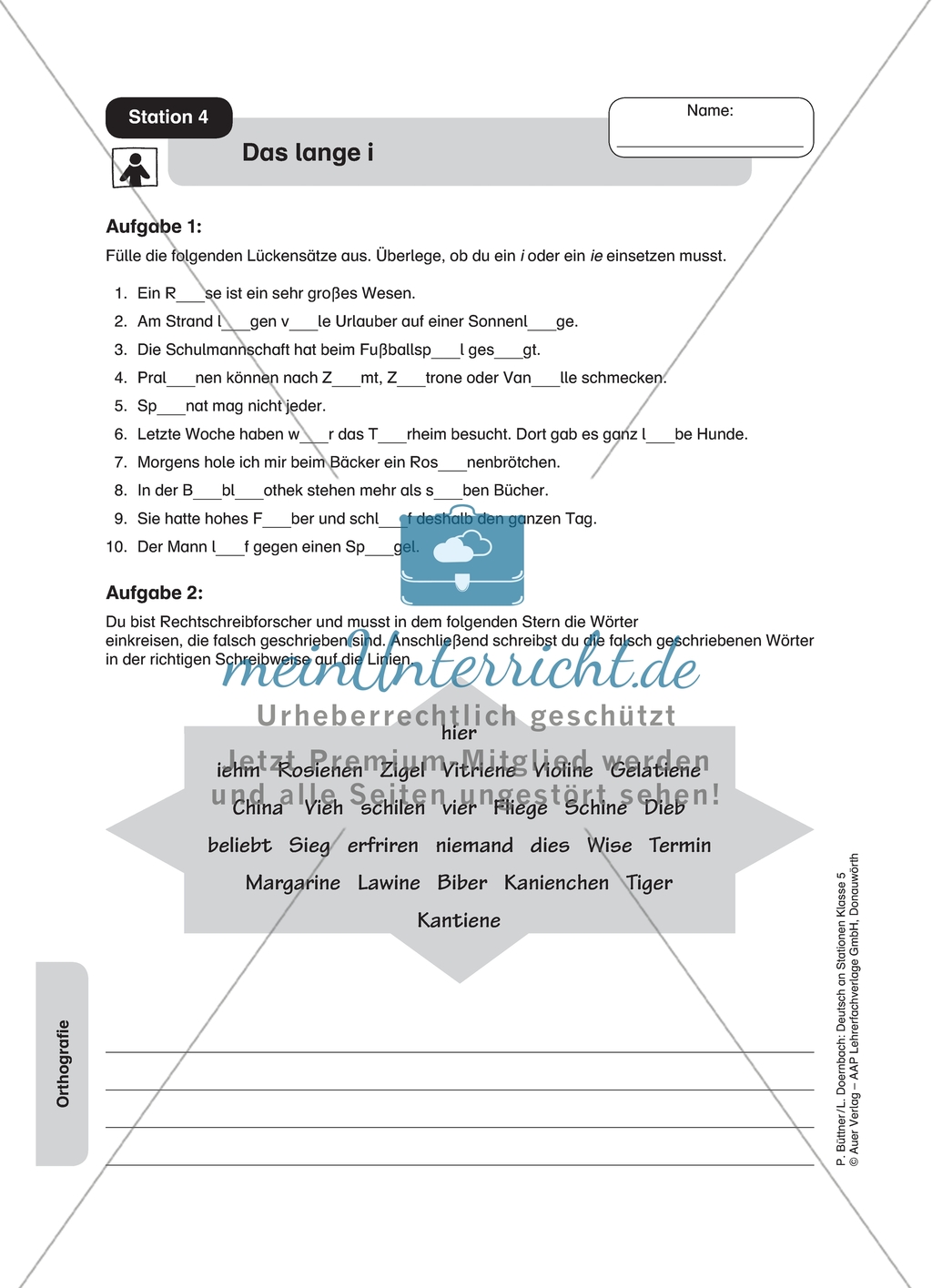 Orthografie: Das lange i. Arbeitsmaterial mit Lösungen Preview 1