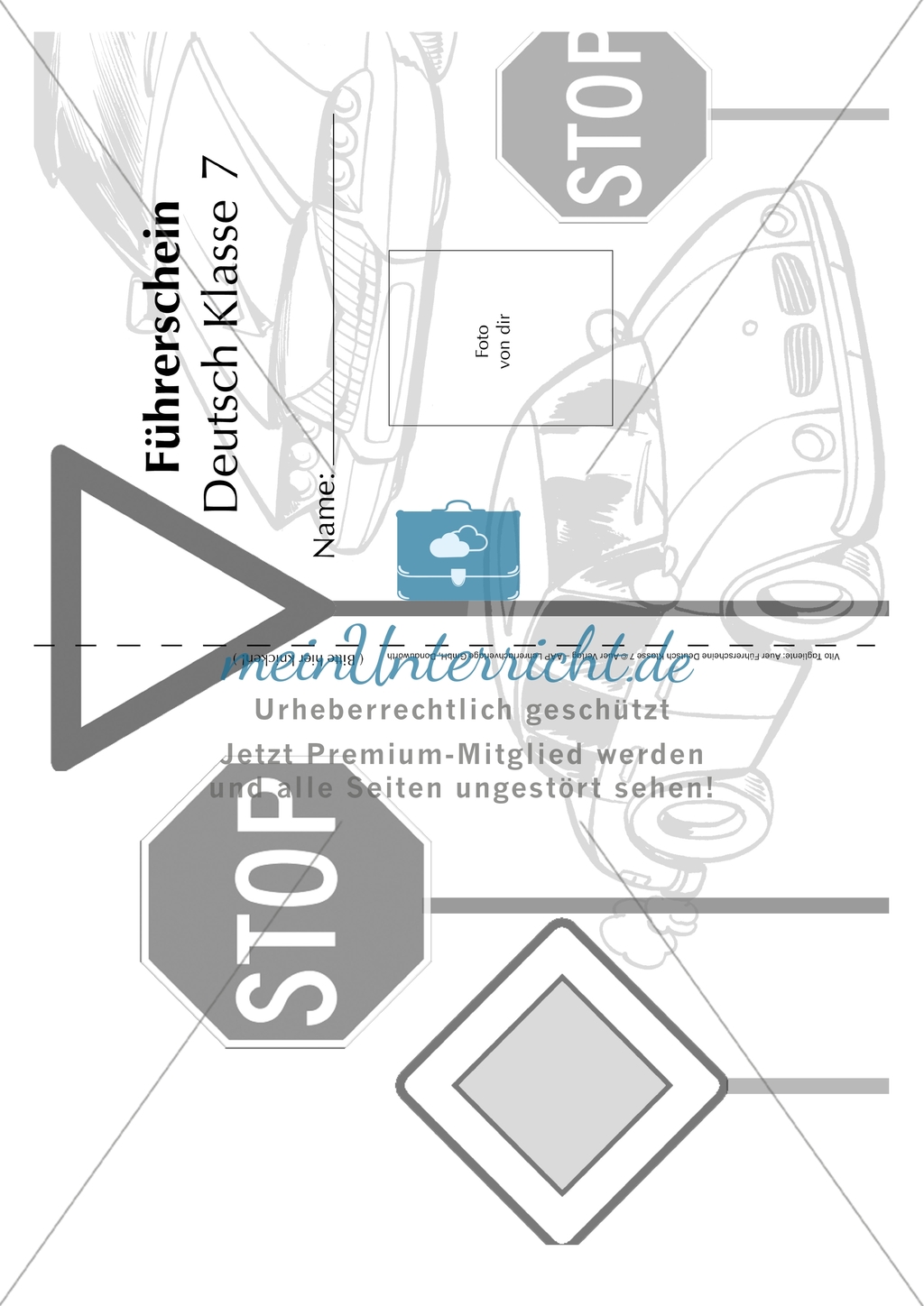 Vorlage für den Deutsch-Führerschein Klasse 7 Preview 1