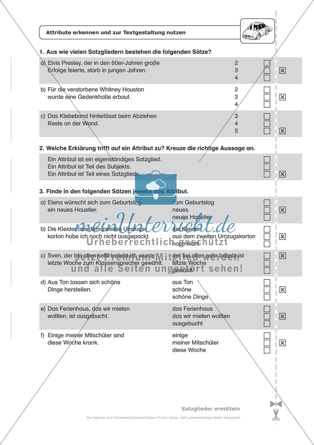 Attribute erkennen und zur Textgestaltung nutzen: Arbeitsmaterial mit Lösungen Preview 1
