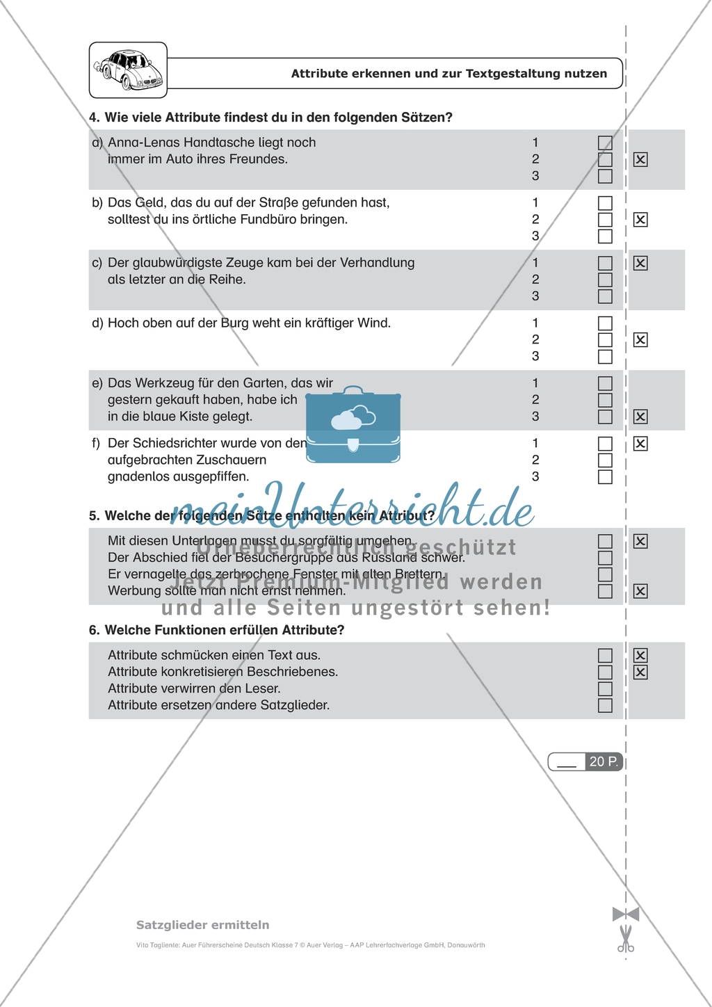 Attribute erkennen und zur Textgestaltung nutzen: Arbeitsmaterial mit Lösungen Preview 2