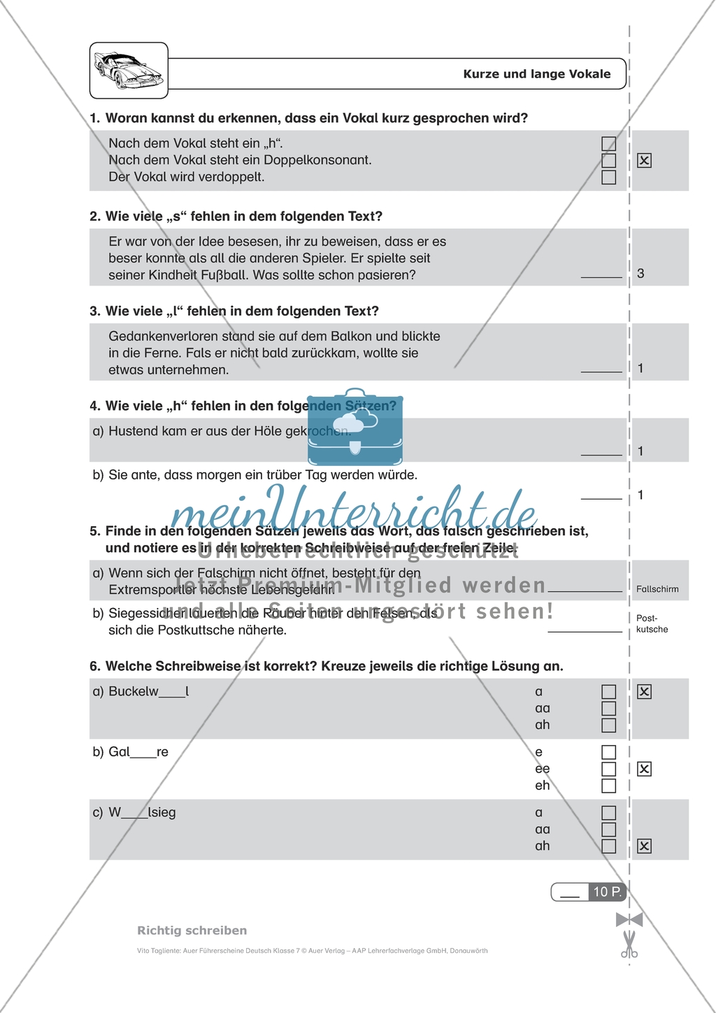 Kurze und lange Vokale: Arbeitsmaterial mit Lösungen Preview 2