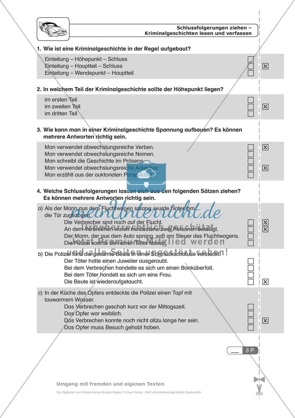 Schlussfolgerungen ziehen - Kriminalgeschichten lesen und verfassen. Arbeitsmaterial mit Lösungen Preview 2