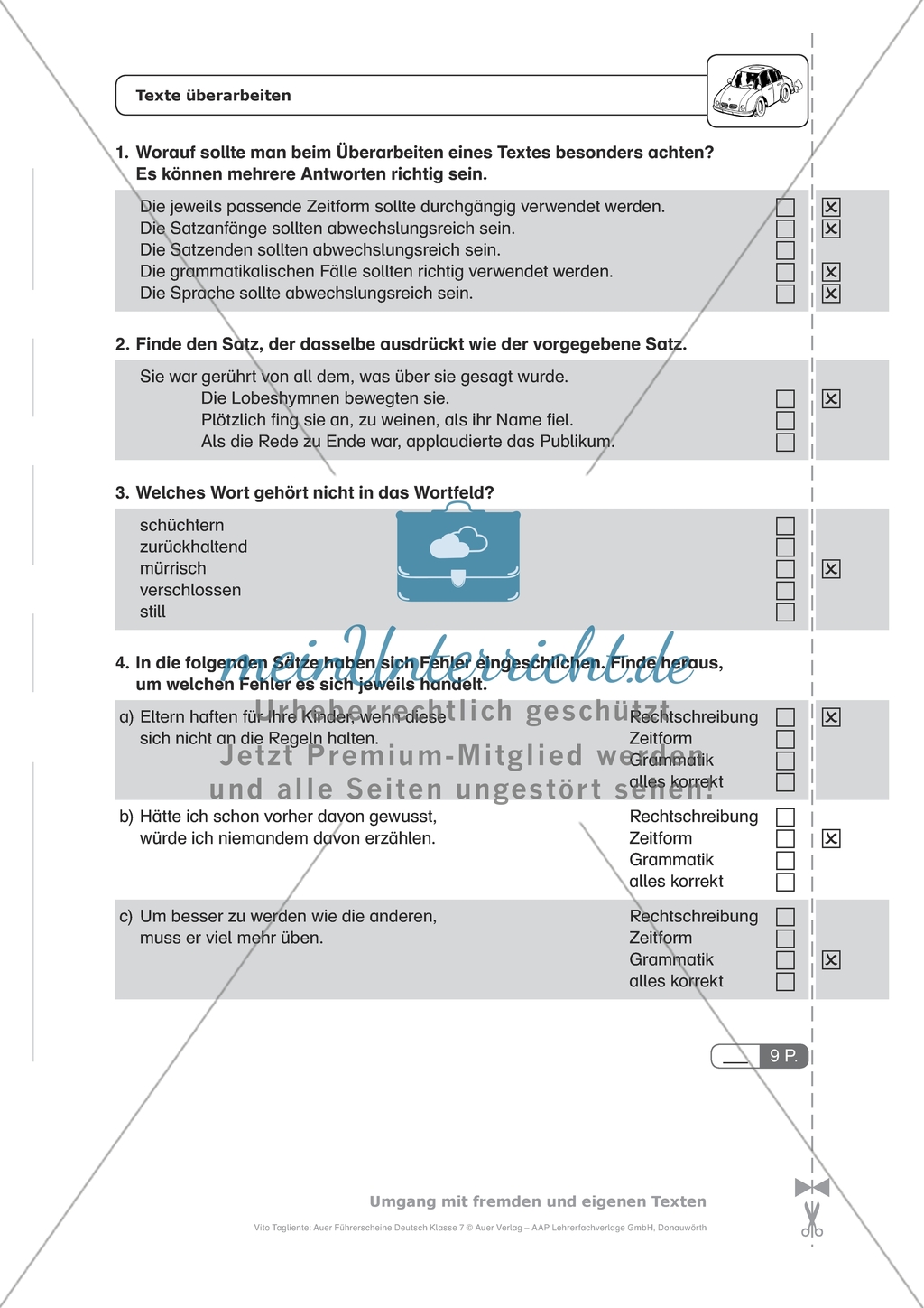 Texte überarbeiten: Arbeitsmaterial mit Lösungen Preview 1