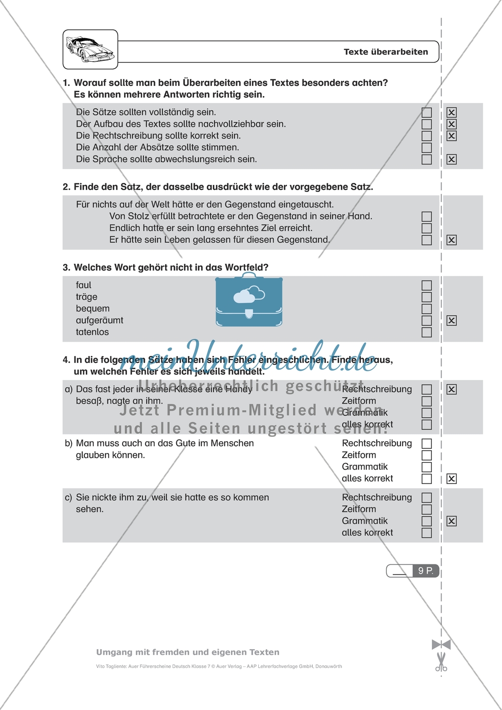 Texte überarbeiten: Arbeitsmaterial mit Lösungen Preview 2