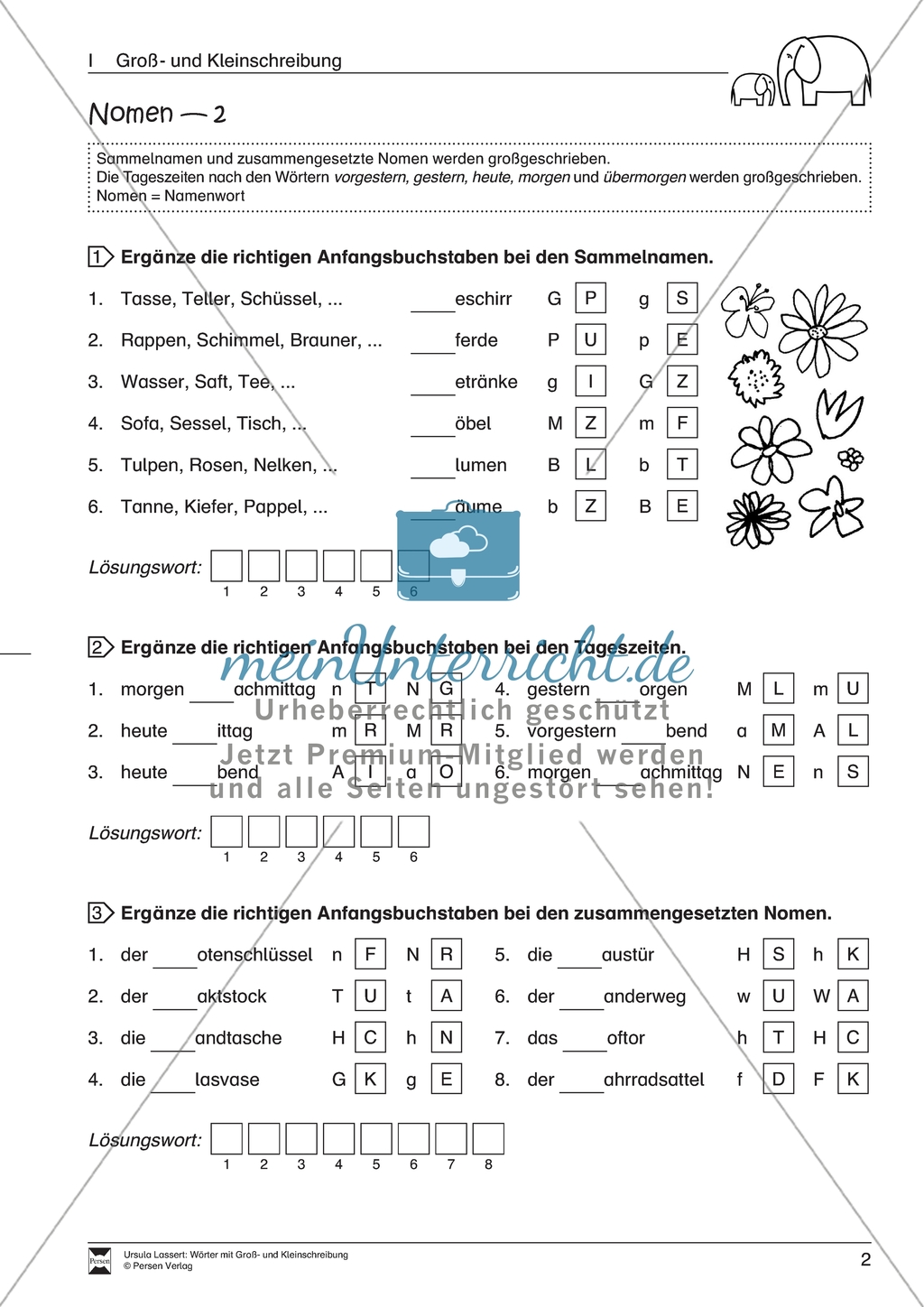 Groß- und Kleinschreibung: Nomen. Arbeitsmaterial mit Lösungen Preview 2