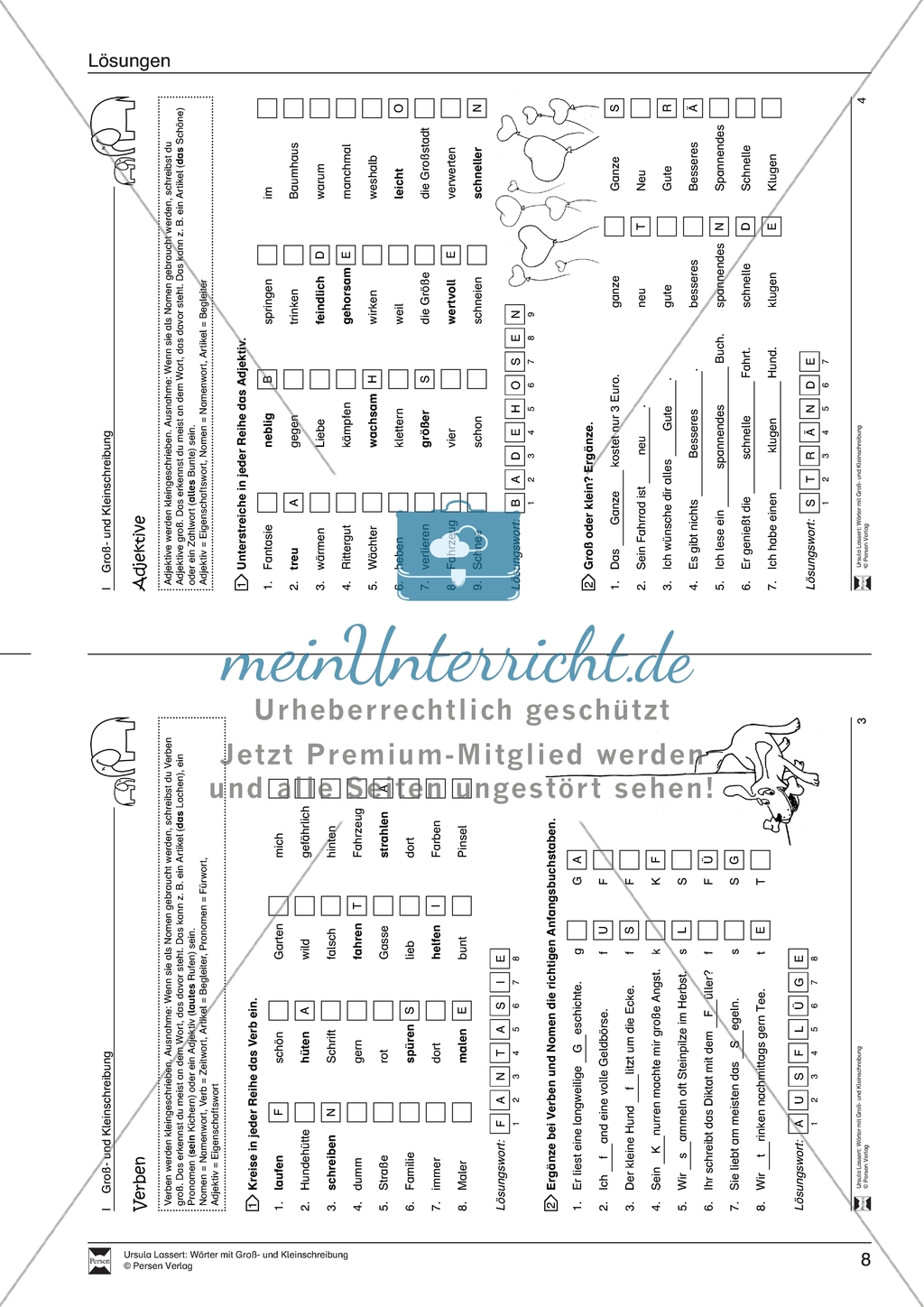 Groß- und Kleinschreibung: Adjektive. Arbeitsmaterial mit Lösungen Preview 2