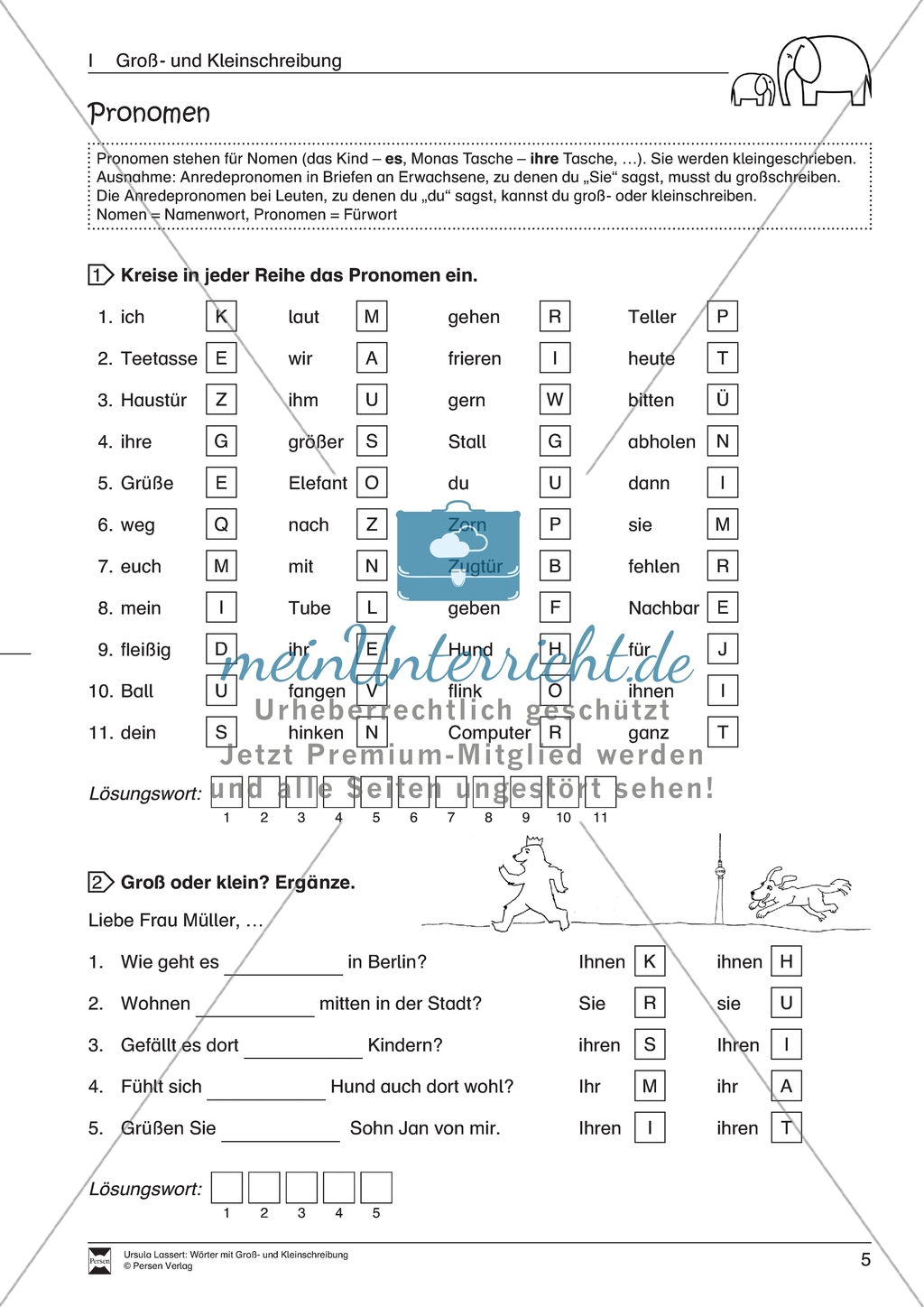 Groß- und Kleinschreibung: Pronomen. Arbeitsmaterial mit Lösungen Preview 1