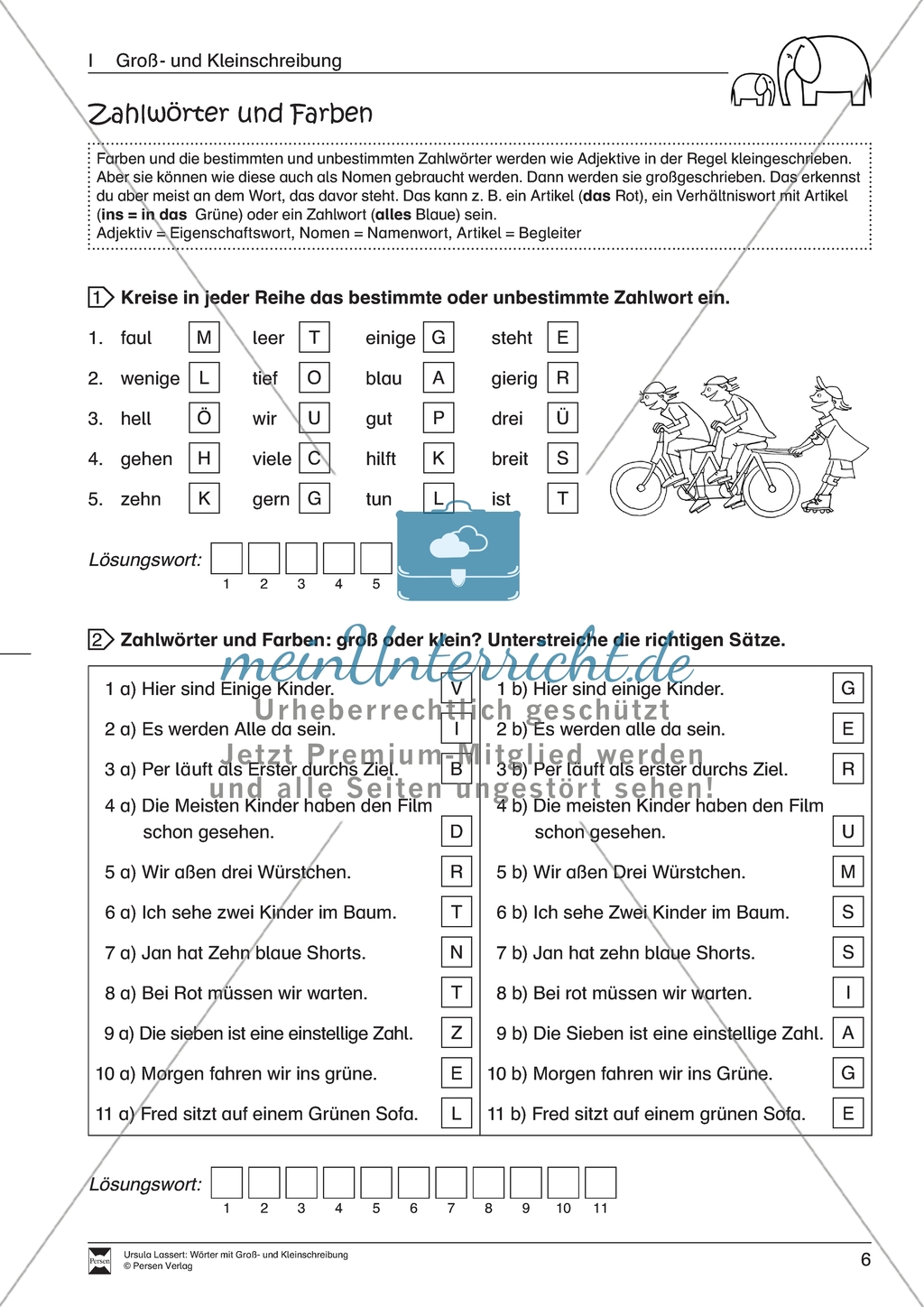 Groß- und Kleinschreibung: Zahlwörter und Farben. Arbeitsmaterial mit Lösungen Preview 1