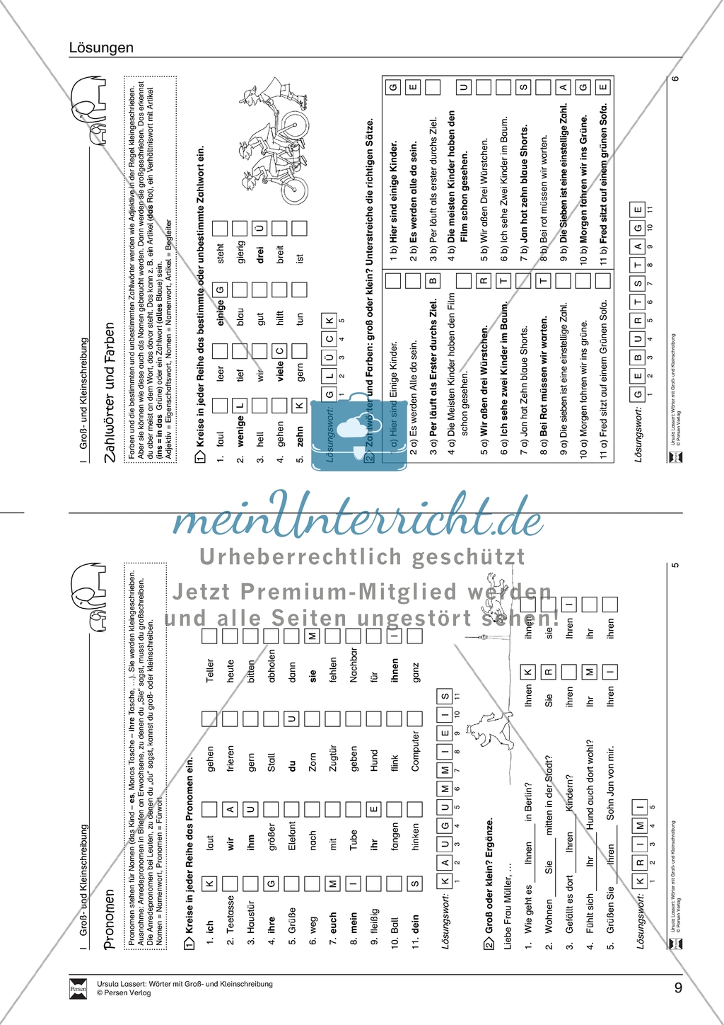 Groß- und Kleinschreibung: Zahlwörter und Farben. Arbeitsmaterial mit Lösungen Preview 2