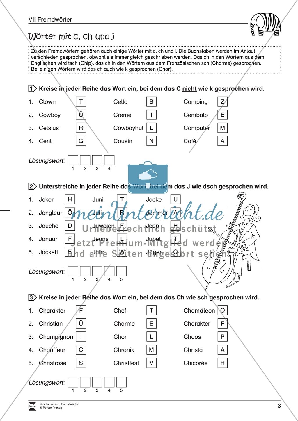Fremdwörter mit besonderen Buchstabenkombinationen. Arbeitsmaterial mit Lösungen Preview 3
