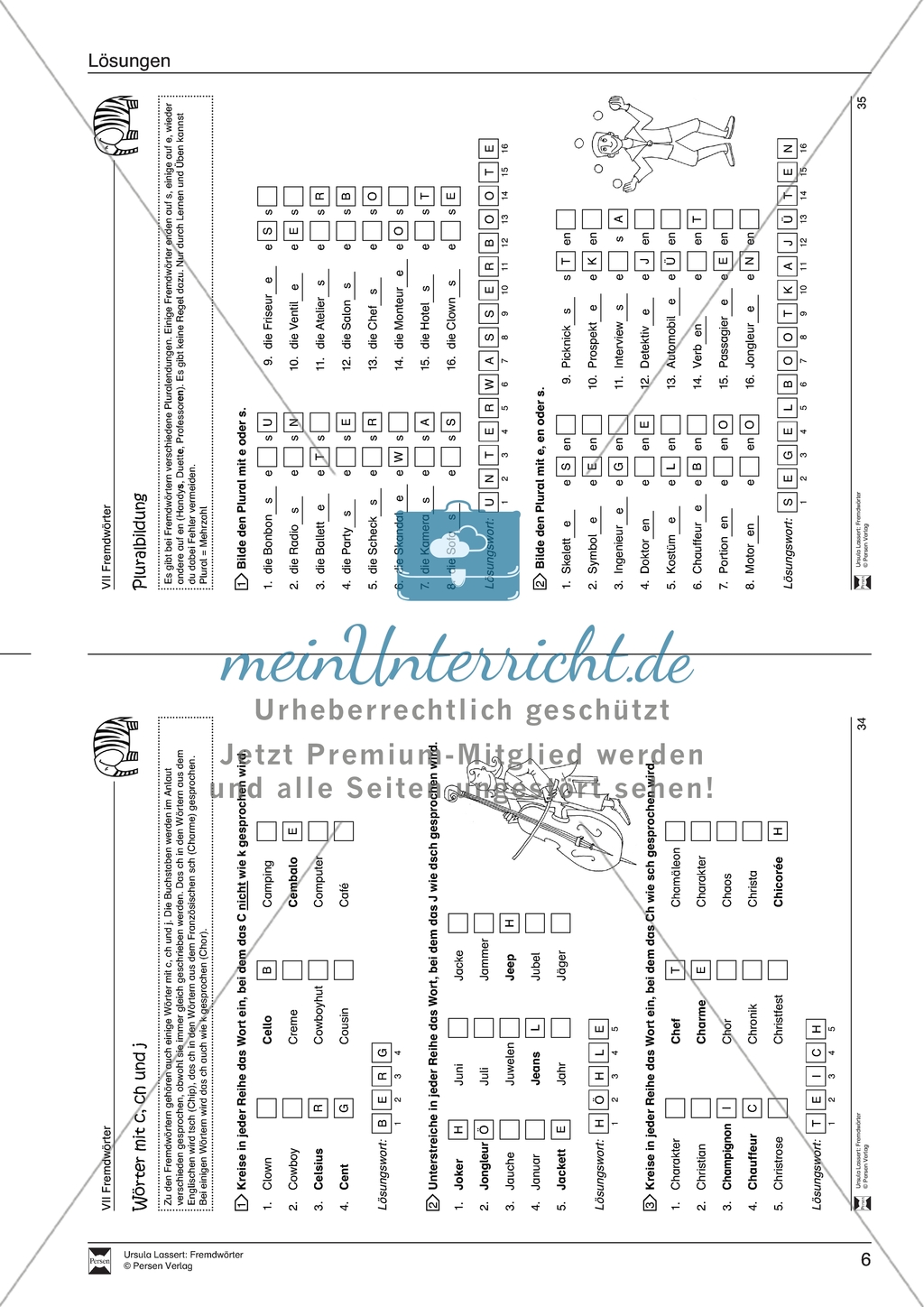 Fremdwörter mit besonderen Buchstabenkombinationen. Arbeitsmaterial mit Lösungen Preview 5